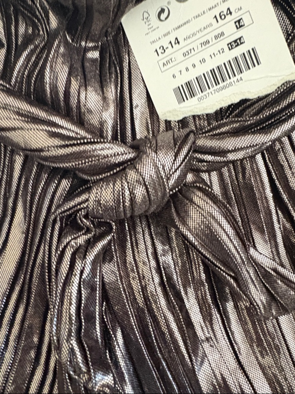 Zara Girl Shimmery Metallic Pleated Wide-Leg Pants in Pewter - Picture 4 of 6